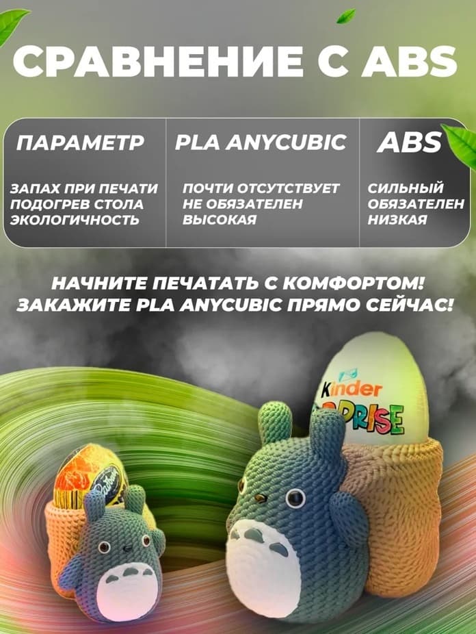 Пластик Anycubic PLA 1.75 мм, 1 кг, серый — фото 6
